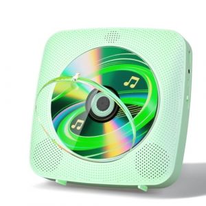 Gueray Lecteur CD Portable Enfant : Lecteurs CD Bluetooth pour la Maison avec Haut-parleurs Batterie 1800 mAh T&eacute;l&eacute;commande Couvercle Anti-poussi&egrave;re Amovible Lecteur CD Mural avec Radio USB AUX Vert (tangljuk, neuf)