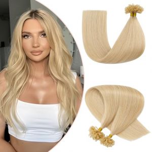 Extension Cheveux Naturel Keratine 40 cm - Extension a Chaud Blond Extension Keratine Cheveux Naturel 100 mèches Extension Cheveux Remy Hair Extension Keratine Blond #24 Blond clair 40 cm (50g) (KARCOS STORE, neuf)