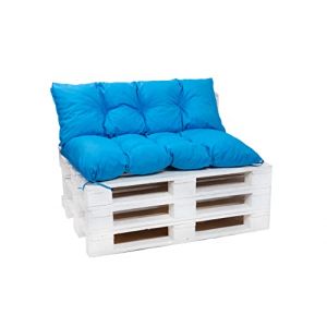 Setgarden® Lot de coussins pour meubles de jardin en palettes - Dossier et coussins d'assise - Plusieurs couleurs et tailles - Bleu - 120 x 80 cm - Coussins d'assise et coussins de dossier 120 x 40 cm (setgarden, neuf)