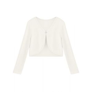 Arshiner Boléro pour Filles avec Ouverture Devant Boléro en Tricot à Manches Longues Veste en Tricot Veste boléro Enfant avec Fermeture à Bouton Blanc crème 160 (Arshiner Store, neuf)
