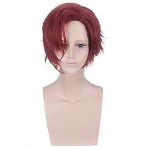 35Cm longueur rose blanc et rouge profond Cosplay perruque jeu arcane perruque court Cosplay pour homme et femmes perruque synthétique Cosplay perruque tête PL-598-2 (good stuff A, neuf)
