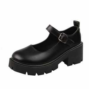 Generisch Mary Janes Chaussures à plateforme pour femme Sweet Toe Cheville Lolita Gothique Plateforme Chaussures Escarpins Chaussures à plateforme épaisse en cuir verni Chaussures de vêtements Boucle (SongFanlly, neuf)