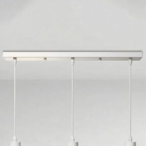 Baldaquin pour lampe rectangulaire, longue, cache-c&acirc;ble, rosace de plafond, en m&eacute;tal, abat-jour de plafond, bo&icirc;te de plafond, blanc, 80 cm x 2 trous (Msiocio, neuf)