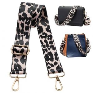 Navaris Sangle Sac bandouliere - Bandouliere pour Sac a Main avec Longueur r&eacute;glable de 75 &agrave; 138 cm - Sangle de Remplacement pour Sac Homme Femme lani&egrave;re l&eacute;opard Noir et Rose (SX-Commerce, neuf)