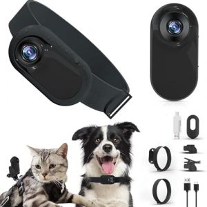 Bewinner Collier de cam&eacute;ra pour chat, grand angle de 120 &deg;, cam&eacute;ra de sport pour animaux de compagnie avec &eacute;cran LCD de 0,96 pouces, HD 1080p, multifonction, traceur pour l'enregistrement vid&eacute;o, noir (Qinqinzi, neuf)