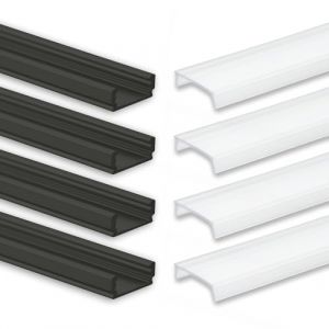 INNOVATE Rail LED en aluminium - 4 x 2 m - Profilé en aluminium pour bandes LED - Canal LED - 2000 mm x 17 mm x 7 mm (profilé en aluminium noir avec cache laiteux pour bande LED) (Innovate - Votre spécialiste LED personnel, neuf)