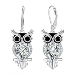 J.MUEN Boucles d'oreilles Hibou pour Femme en Argent Sterling 925 Boucles d'oreilles Pendantes Bijoux Hibou pour Femmes Cadeaux (MUEN JEWELRY, neuf)