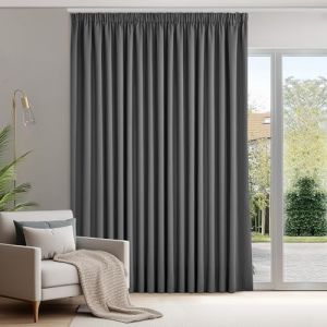 Deconovo Rideaux Occultants Isolant Thermique Anti Froid, Rideaux pour Salon et Chambre, Design Moderne Galon Fronceur, 300x175 CM (Largeur x Hauteur), Gris Foncé, 1 Pièces (Deconovo-Home, neuf)