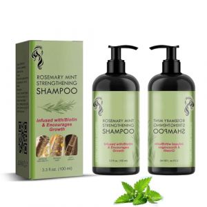 Lot de 2 shampoings hydratants à la menthe et au romarin pour femme, lutte contre la chute des cheveux, apaise le cuir chevelu, se coiffe facilement, convient à tous les types de cheveux (RujizUI, neuf)