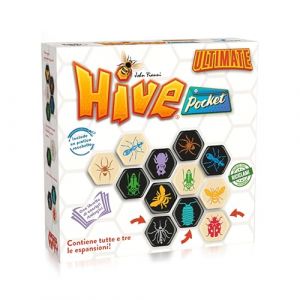 Hive Pocket Ultimate &ndash; Jeu de strat&eacute;gie pour 2 joueurs &ndash; Comprend les extensions coccinelle, moustique et onisco &ndash; 2 gouttes &ndash; 9+ ans &ndash; 20 minutes &ndash; &eacute;dition italienne (WEBSTER IT, neuf)