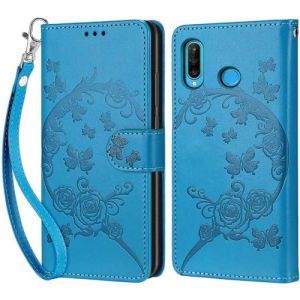 Coque pour Huawei P30 Lite, Housse Etui Portefeuille Cuir Multifonction, Fermeture Magn&eacute;tique &agrave; Clapet Anti-Choc Compatible avec Coque Huawei P30 Lite Book - Bleu (KENHONER, neuf)