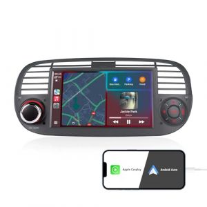 Car Audio pour Fiat 500 Upgrade System Hi-FI Sound avec Wireless CarPlay/Android Auto Plug-and-Play Autoradio pour 2007-2015 Models Tuned RDS/AM/FM/USB BT 5.0 Subw EQ SWC (ZUNDION, neuf)