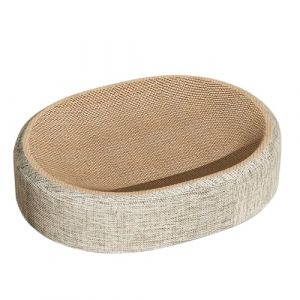 Griffoir Ovale en Sisal, Griffoir pour Chat, Planche À Gratter Chat, 2 en 1 Griffoirs en Sisal Lit Ovale | Grattoir Rond | Bol De Salon | Lit Canapé pour Dormir en Intérieur (hupengfeI, neuf)