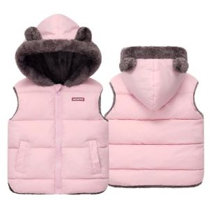 AIEOE Doudoune Fille Doudoune Sans Manche Enfant Fille Veste Hiver Enfant Fille Gilet à Capuche Matelassé Enfant 6-7 Ans Rose (HIGENL, neuf)