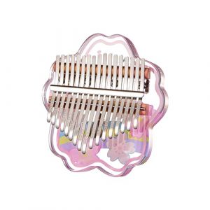 Kalimba Mini piano à pouce 17 touches instrument de musique dessin animé mignon Kalimba boîte à musique pour débutants intéressant fête voyage piano à pouce instrument fleur rose (Wuzdorh, neuf)