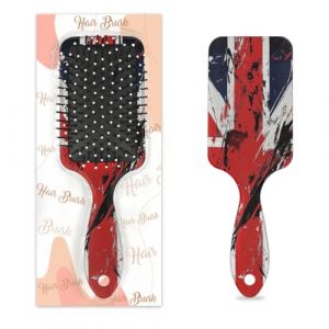 Peigne de massage antistatique à coussin d'air Brosse à cheveux rétro Drapeau du Royaume-Uni Brosse de massage carrée pour femme et fille (OSAM SPACE, neuf)