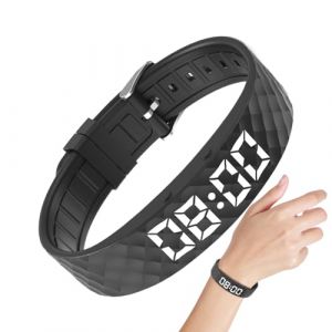 lisutupode Bracelet Avec R&eacute;veil Vibrant Silencieux Silicone Horloge D'alarme Vibrante Au Poignet Ajustable Bracelet D'alarme Vibrant Minuteur Silencieux Portable Pour Femmes Hommes Seniors Personnes (lisuotrade, neuf)