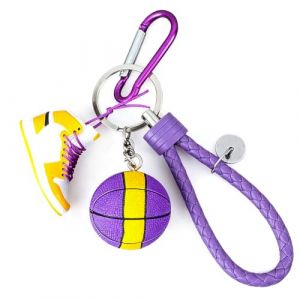 Porte-clés en forme de chaussure 3D avec mini ballon de basket et cordon, porte-clés élégant pour les fans de basket-ball, cadeau pour enfants, hommes et femmes, jaune, M (FuYingMen Store, neuf)