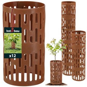 KOTARBAU® Couverture d'arbre Lot de 12 pièces ⌀ 10,5 x 20 cm Plastique Marron | Protection Arbre | Protection Tronc Arbre en Plastique | Housse de Protection | Protection des Troncs d'arbres (KOTARBAU, neuf)