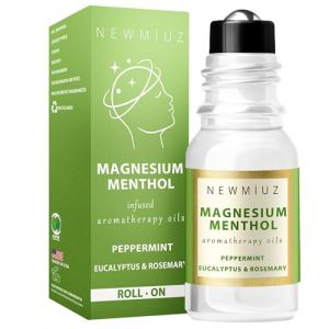 Roll-on pour Migraines au Menthol et au Magn&eacute;sium - Naturel et Rapide &agrave; Action Rapide, Refroidissement avec Huiles Essentielles de Menthe Poivr&eacute;e et d'Eucalyptus pour Maux de T&ecirc;te et Sinus (NEW MIUZ, neuf)