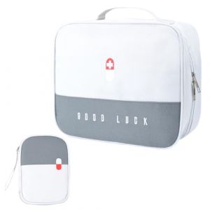 Jukibole Lot de 2 sacs de m&eacute;dicaments - Grande capacit&eacute; - Trousse m&eacute;dicale d'urgence vide - Sac &eacute;tanche pour m&eacute;dicaments - Sac de m&eacute;dicaments portable - Pour la maison, le bureau, les voyages, (Gris (Jukibole, neuf)