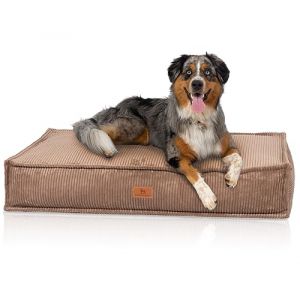 Knuffelwuff Coussin pour Chien Lesedi en Velours c&ocirc;tel&eacute; Aspect tiss&eacute; Main 80x60cm Marron - Housse Amovible - Lavable - pour Grands, Moyens et Petits Chiens (Knuffelwuff, neuf)