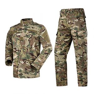 LANBAOSI Uniforme Tactique Homme Combat Chemise Militaire Veste et Pantalon Militaire Paintball Ensemble ACU de Chasse dans Les Bois Camo (LANBAOSI, neuf)