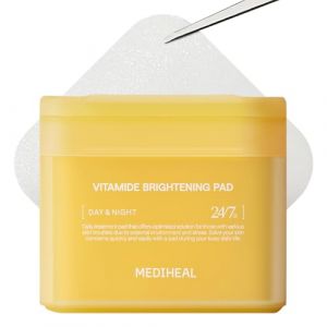 MEDIHEAL Vitamide Lot de 100 tampons &eacute;claircissants hypoallerg&eacute;niques avec niacinamide argousier stimulant l'&eacute;clat pour une peau claire et lumineuse (HelloKBeauty, neuf)