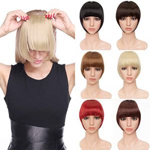 TESS Frange a Clip Cheveux Naturel, Châtain moyen/blond clair clair Fausse Frange 30g Topper Hair Frange avec 2 Pinces Extension a Clip (TESS Official, neuf)