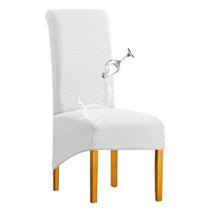 SHENGYIJING 1/2/4/6 PCS Diamond Lattice Stretch Imperm&eacute;able XL Housses de Chaise pour Salle &agrave; Manger, Spandex Haut Dossier Grande Chaise de Salle &agrave; Manger Housses(Blanche,1 pi&egrave;ce) (YWSYJ, neuf)