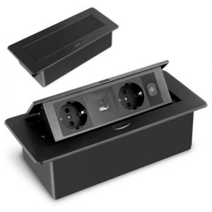 Aluminium Prise Encastrable Plan,Bloc Prise Escamotable pour Cuisines Bureaux Salle de Réunion,Multiprise Electrique USB C PD20W,2 Prises Encastrable Euro avec 2 Ports USB (BOFISH LIMITED, neuf)