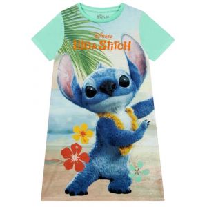 Disney Chemise De Nuit Fille Stitch, Chemises De Nuit Fille Manche Courte, Pyjama Lilo Et Stitch, Vert 5-6 Ans (Character FR, neuf)