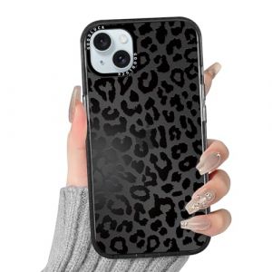 Yirlbey L&eacute;opard Coque pour iPhone 15 Plus, Aesthetic Vache Motif &Eacute;tui Vache Design Housse pour Filles, Transparente Silicone Cover Antichoc Anti-Rayures Protection Case pour iPhone 15Plus 6,7", Noir (XUPINBO, neuf)