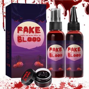 Sang de vampire, sang de scène - Spray de faux sang réaliste de 160 ml,Peinture de sang de scène, fausses éclaboussures de sang, effet spécial, maquillage de sang zombie pour mariée zombie, vampire et (rentian, neuf)
