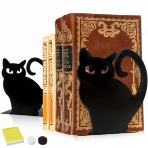 DARUITE Serre Livre, 1 Paire de Serre-Livres Chat Noir, Cale Livre en Métal Antidérapant et Décoratifs, Idéaux pour la Maison, Le Bureau, l'école ou la Bibliothèque (DFT TECHNOLOGY CO, neuf)