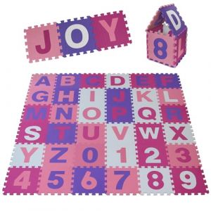 ALPIDEX Tapis Puzzle Enfants 36 Pièce Jeu Lettres Chiffres Mousse EVA Bébé Antidérapant Jeux, Couleur:Rosa (BB Sport, neuf)