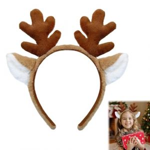Cerceaux de Cheveux de Noël,Serre Tete Noel Femme Élastiques Cerf Tete Noel,Serre-tête en Bois de Renne avec Oreilles de Cerf,Serre-tête Noël Adulte Peluche avec Oreilles de Cerf (Elliot  Ree, neuf)