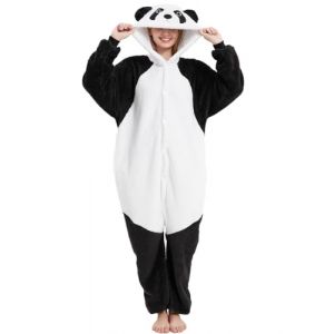 Combinaison Pyjama Femme Homme Pyjamas Onesies Cosplay Costume Kigurumi Deguisement Halloween Adulte Pyjama Pilou Pilou Chaud et Doux &agrave; Poches pour Carnaval Halloween Noel Jour de l'An, XS Panda (Luojida, neuf)