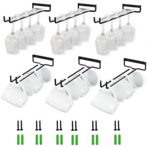 HEYOUTH Support Verre a Pied Suspendu,Porte Verre a Pied Suspendu,Porte Verres Suspendu,6 Pièces 30cm Porte-verres à Vin Peut contenir 24 à 36 verres à vin avec Vis pour Cuisine Café Bar Restaurant (sihuiouzhou, neuf)