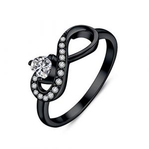 JO WISDOM Bague Infini Argent 925 Femme avec en Forme de Coeur AAA Oxyde de Zirconium avec plaqu&eacute; or noir (JO WISDOM, neuf)