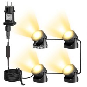 SoulBay Éclairage de Bassin, 4 Lampes LED sous-marines avec minuterie, éclairage de piscine LED étanche IP68 pour bassin, piscine, patio, jardin, fontaine, décoration intérieure et extérieure (SoulBay-EU, neuf)
