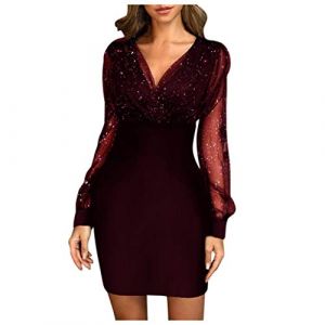 Robe Femme Chic Et Elegant De Soiree Paillette Noir Pailette Vintage a F&ecirc;te Tenue Soir&eacute;e Sequins Sequin Paillet&eacute;e Annee 20 Cocktail Sexy Longue Doree Brillante Vetement Ann&eacute;e 60 Fete Fetes Charleston (Jibian, neuf)