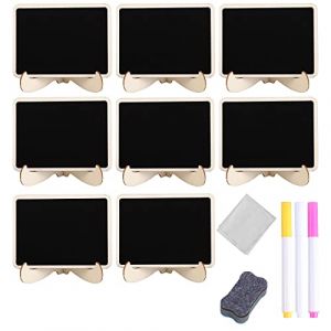 Mini Tableau Noir, Lot de 8 Petite Ardoise Craie avec Support, Panneau d'Affichage, Etiquette Chevalet Noir Rectangle, pour Marquer Restaurant, Mariage, Fête, Dîner Party (XiangLaiTa, neuf)