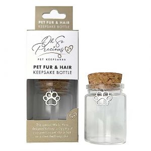 Bouteille souvenir en fourrure et poils d'animaux &ndash; Pr&eacute;servez vos pr&eacute;cieux souvenirs | Souvenir pour chiens, chats, chevaux, petits mammif&egrave;res | Breloque empreinte de patte incluse | 3,5 cm de (The Lovely Keepsake Company, neuf)