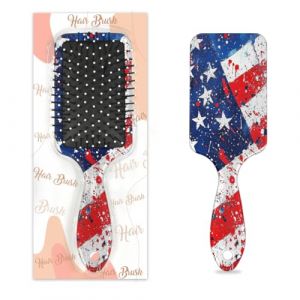 Mexpekil Brosse &agrave; cheveux de massage pour homme et femme - Brosse d&eacute;m&ecirc;lante pour cheveux humides ou secs - Peignes &agrave; coussin d'air doux (drapeau am&eacute;ricain 4 juillet) (HSYOYO, neuf)