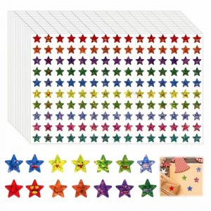 3000 Pi&egrave;ces 6 Couleurs Gommettes &Eacute;toiles, Autocollants Brillantes 10MM Stickers &Eacute;toiles Autocollants Smiley &agrave; Paillettes Paillet&eacute; Pastilles Autocollantes pour R&eacute;compense Enseignant Calendrier DIY (Puzhuqikeji, neuf)