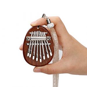 Alnicov Piano à pouce Kalimba à 8 touches, Piano à doigt en bois massif Super MiNi avec cordon adapté aux débutants en anniversaire de Noël et autres occasions (forme ovale) (Music Lover EU, neuf)
