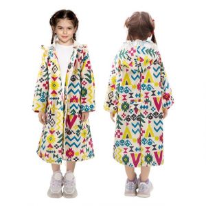 LAMA Manteau de pluie enfants, Poncho de pluie filles Veste de pluie enfants l&eacute;g&egrave;re, V&ecirc;tements de pluie r&eacute;utilisables Cape de pluie avec capuche et housse de sac &agrave; dos, Manteau de pluie pour v&eacute;lo (LAMA Shop, neuf)