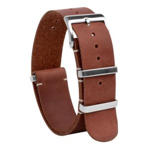 TStrap NATO Bracelet Montre Cuir – Marron Dégagement Rapide Bracelets pour Homme Femme – G10 Souple Militaire Remplacement Connectée Boucle – 18mm 20mm 22mm 24mm (Loenzo-UK, neuf)