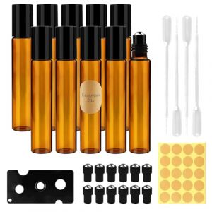 Quelcc 10 ml Flacon Roll On Vide, 10 pcs Roll On Huile Essentielle Vide, Avec Rouleau en Acier Inoxydable, pour Parfums, Aromathérapie, Massage, Mélanger les Huiles Essentielles, Voyage (Liwee, neuf)